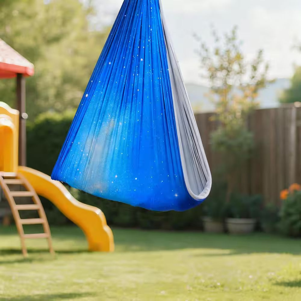 Sensory Swing Double-Layer Fabric Sensorys Hammock, Indoor and Outdoor Sensory Swing with 360° Swivel Hanger, O-Sling