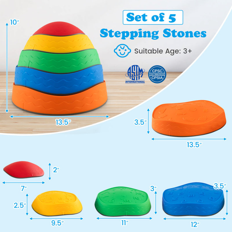 5 Pieces Kids Stepping Stones Stackable round Indoor Outdoor