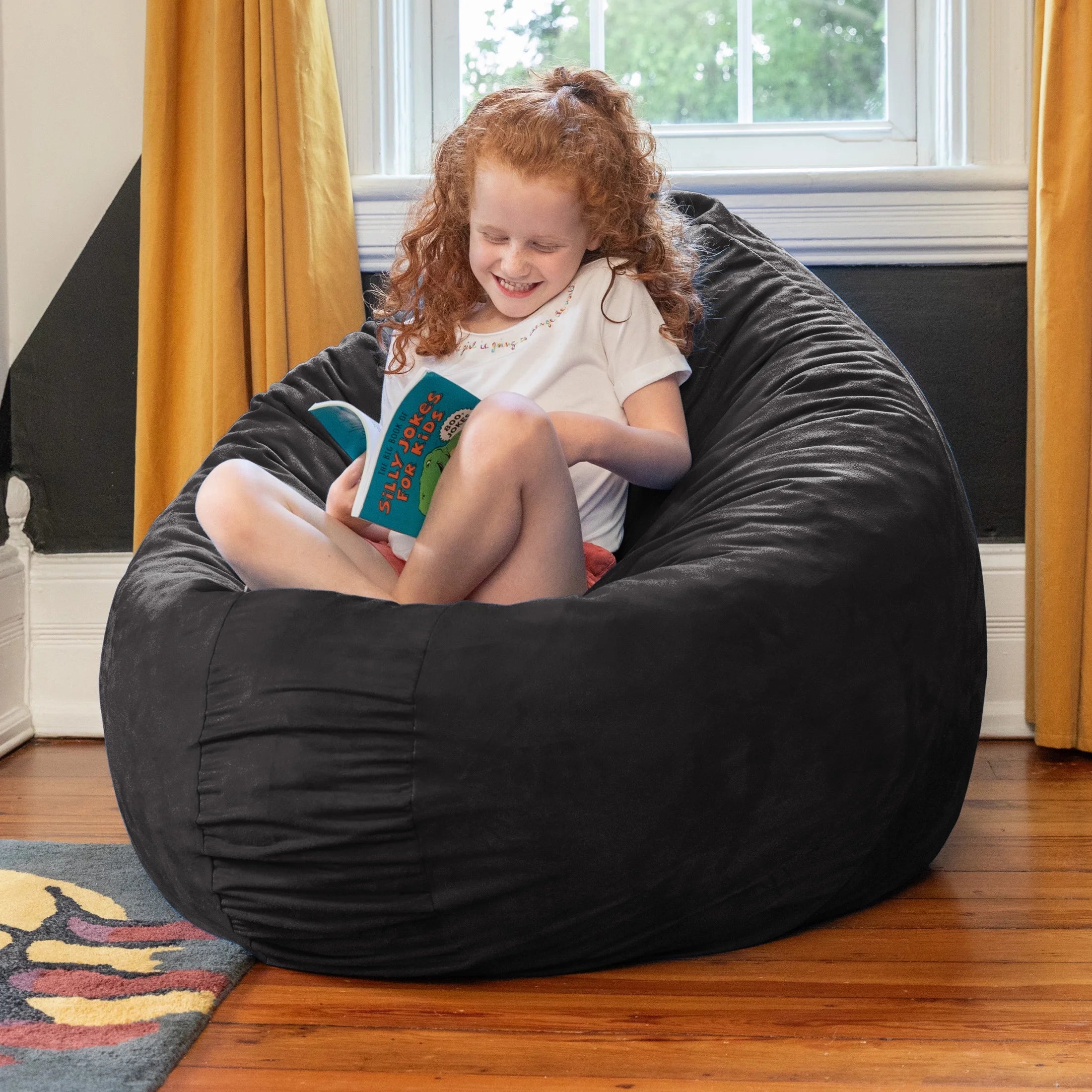 Cocoon 4 Foot Bean Bag Chair and Crash Pad, Black