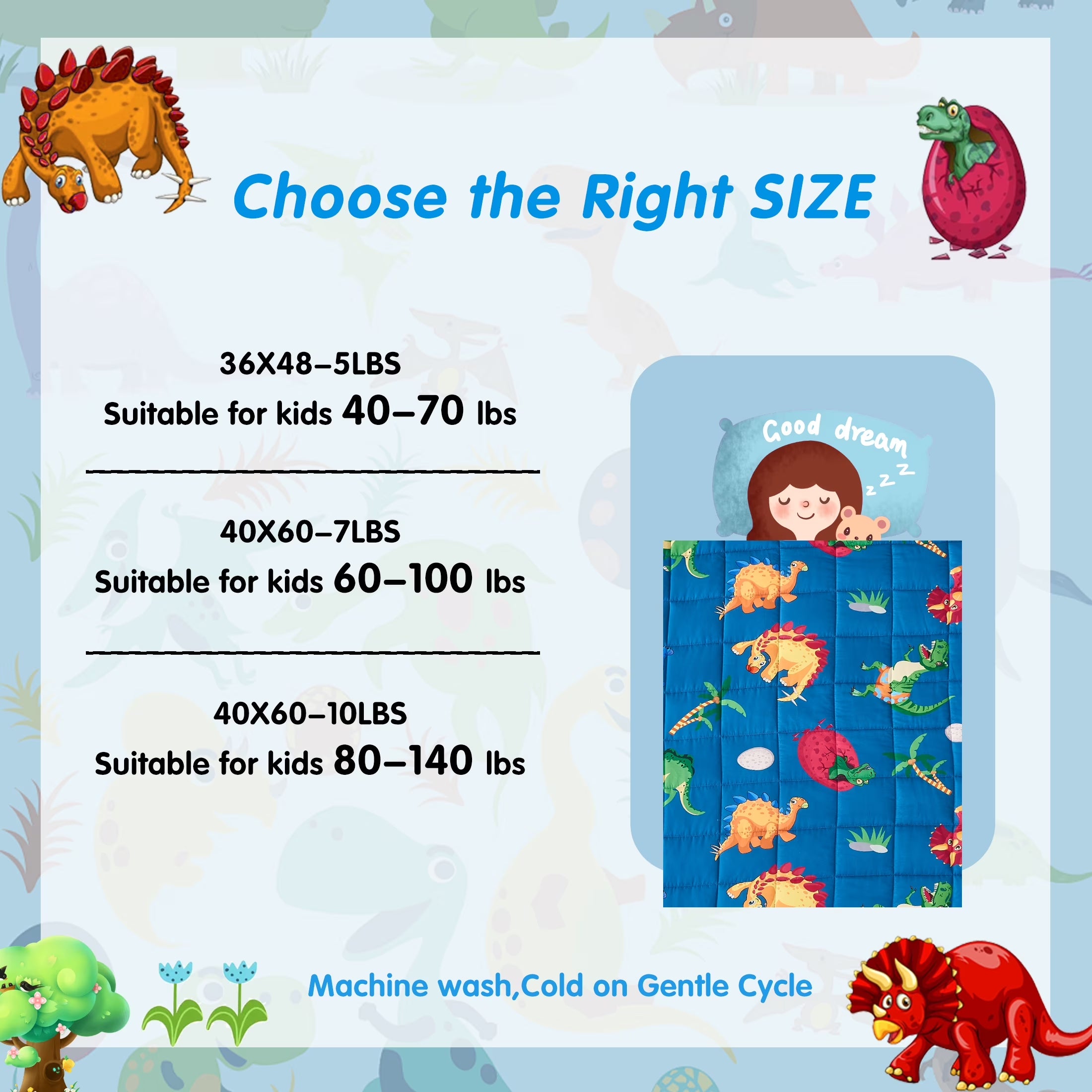 Kids Weighted Blanket 5Lbs, 36.2"X48.2" Toddler Weighted Blanket for Sleep & Calming, Breathable Heavy Blanket for Children, Dinosaur