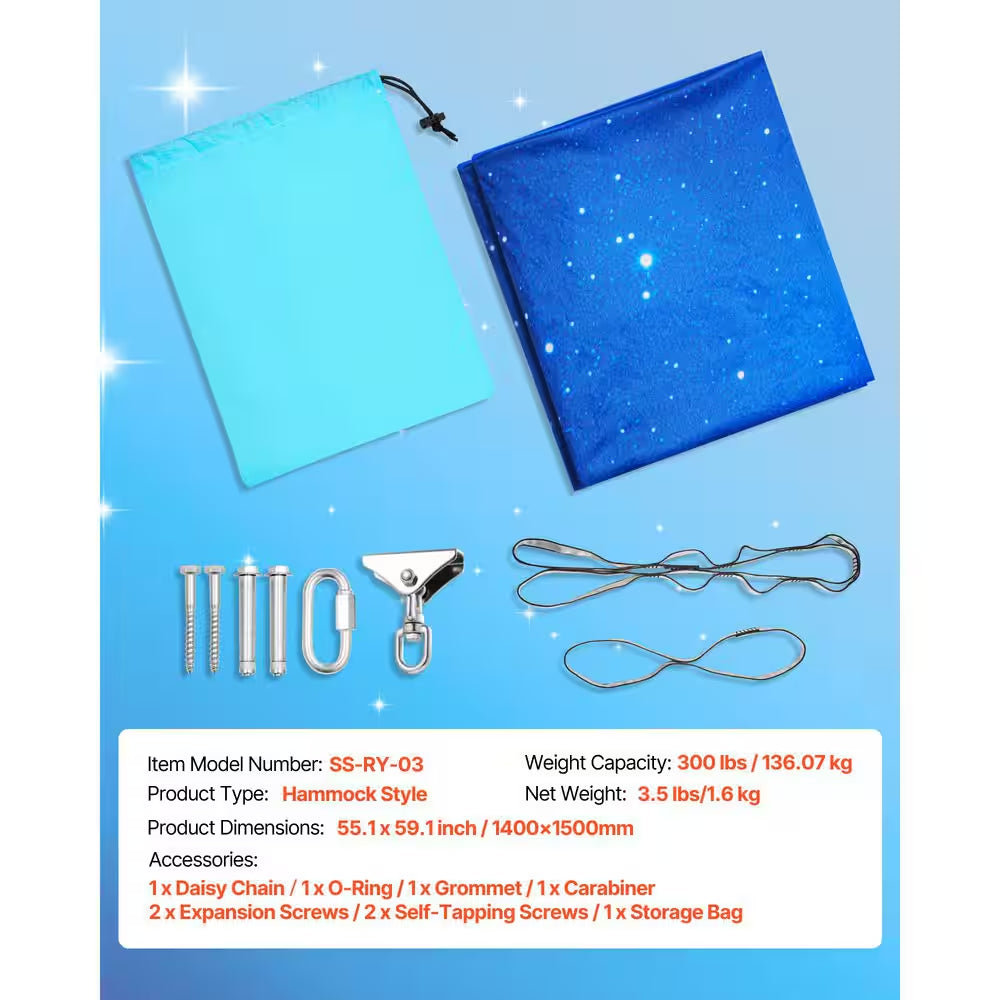 Sensory Swing Double-Layer Fabric Sensorys Hammock, Indoor and Outdoor Sensory Swing with 360° Swivel Hanger, O-Sling
