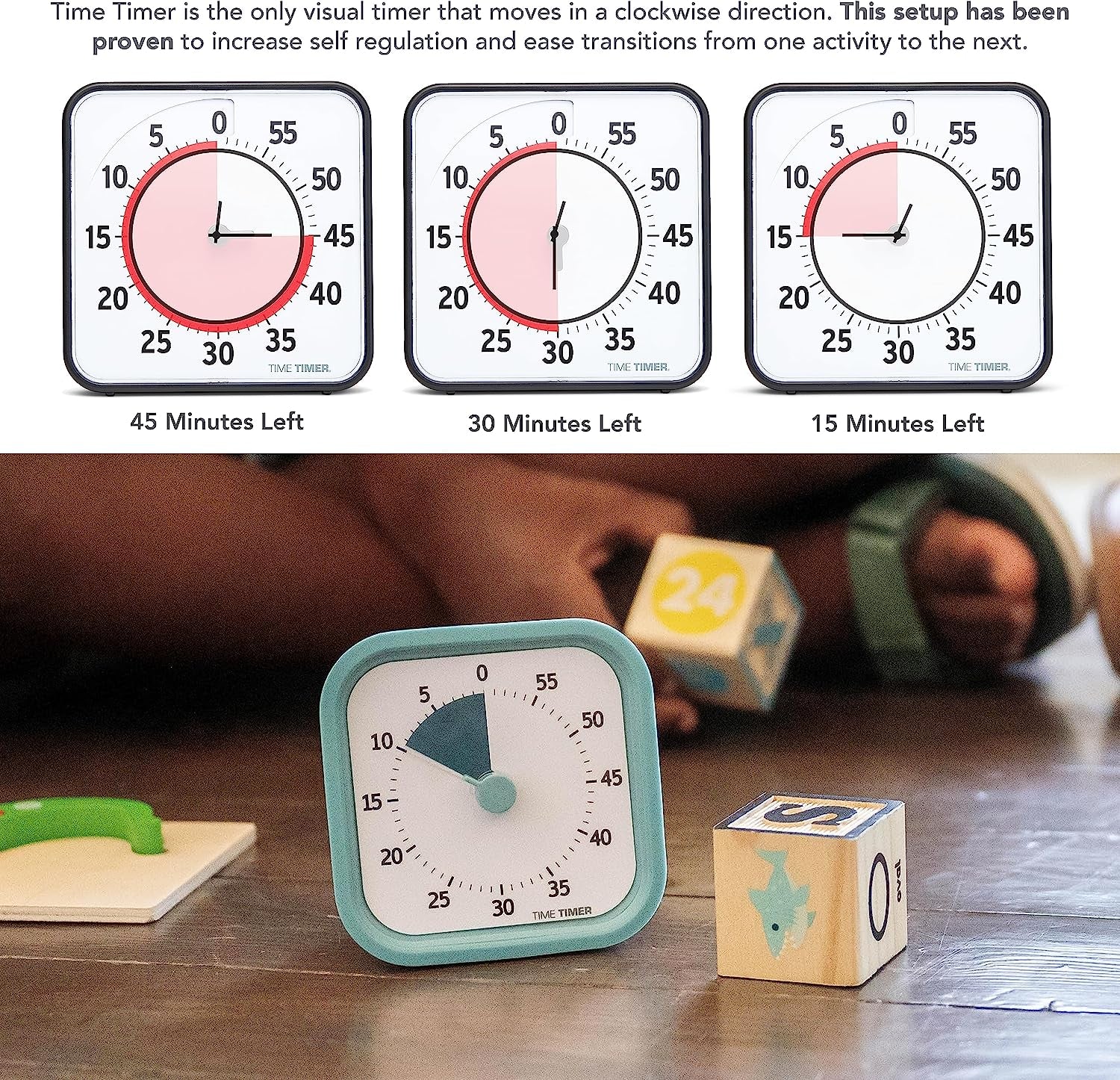 MOD 60-Minute Visual Timer, Home Edition, Silent Operation, Study Tool for Homeschool and Office Use (Lake Day Blue)
