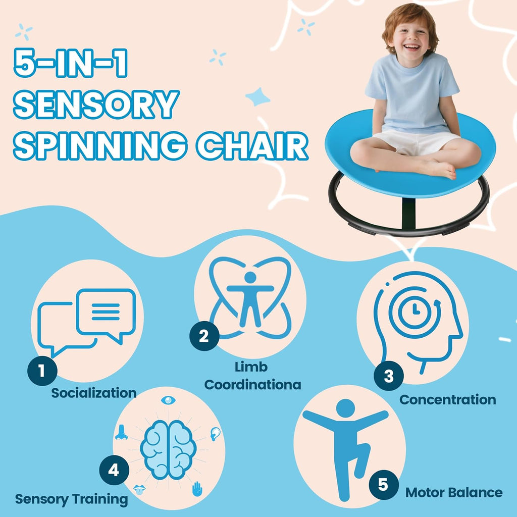 Sensory Spinning Chair for Kids with Autism & ADHD - Azure Rounded Design