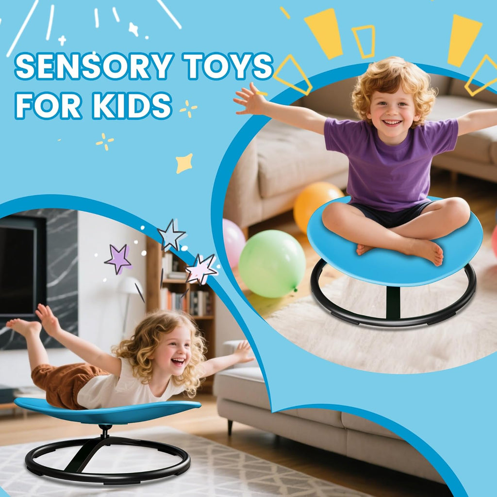 Sensory Spinning Chair for Kids with Autism & ADHD - Azure Rounded Design