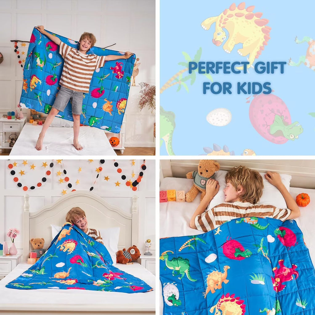 Kids Weighted Blanket 5Lbs, 36.2"X48.2" Toddler Weighted Blanket for Sleep & Calming, Breathable Heavy Blanket for Children, Dinosaur