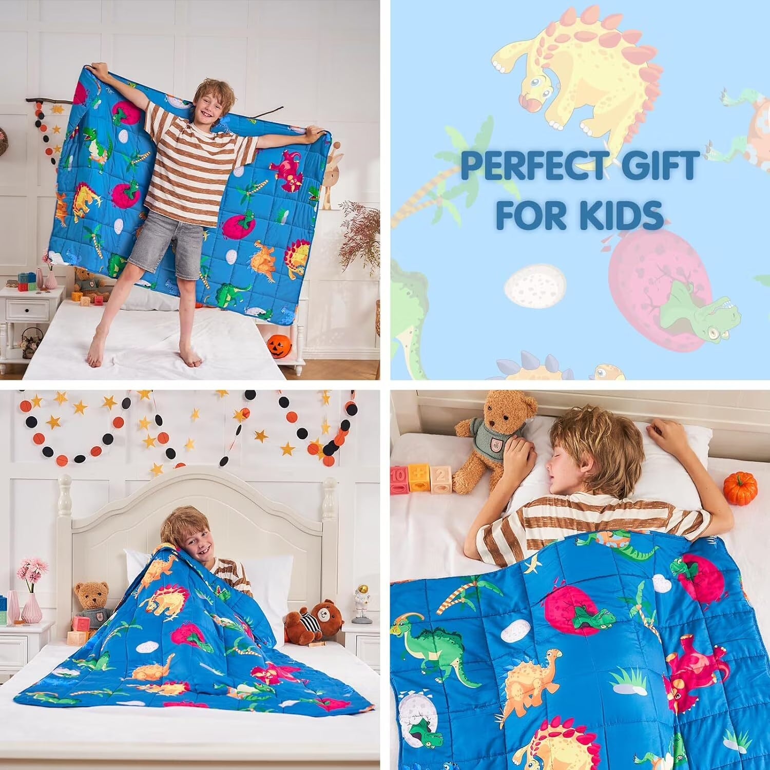Kids Weighted Blanket 5Lbs, 36.2"X48.2" Toddler Weighted Blanket for Sleep & Calming, Breathable Heavy Blanket for Children, Dinosaur