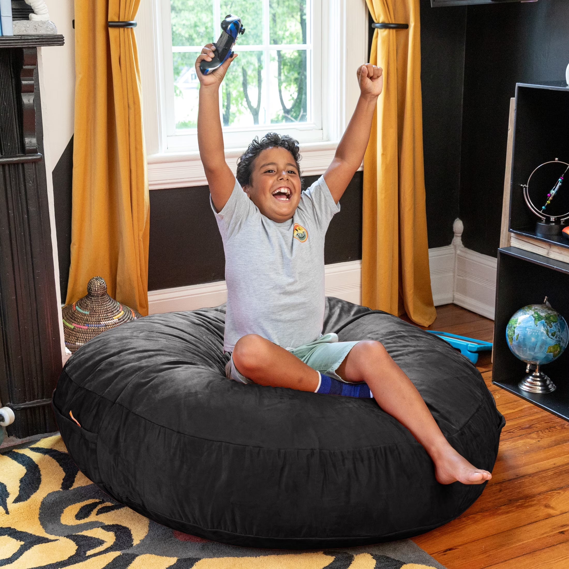 Cocoon 4 Foot Bean Bag Chair and Crash Pad, Black
