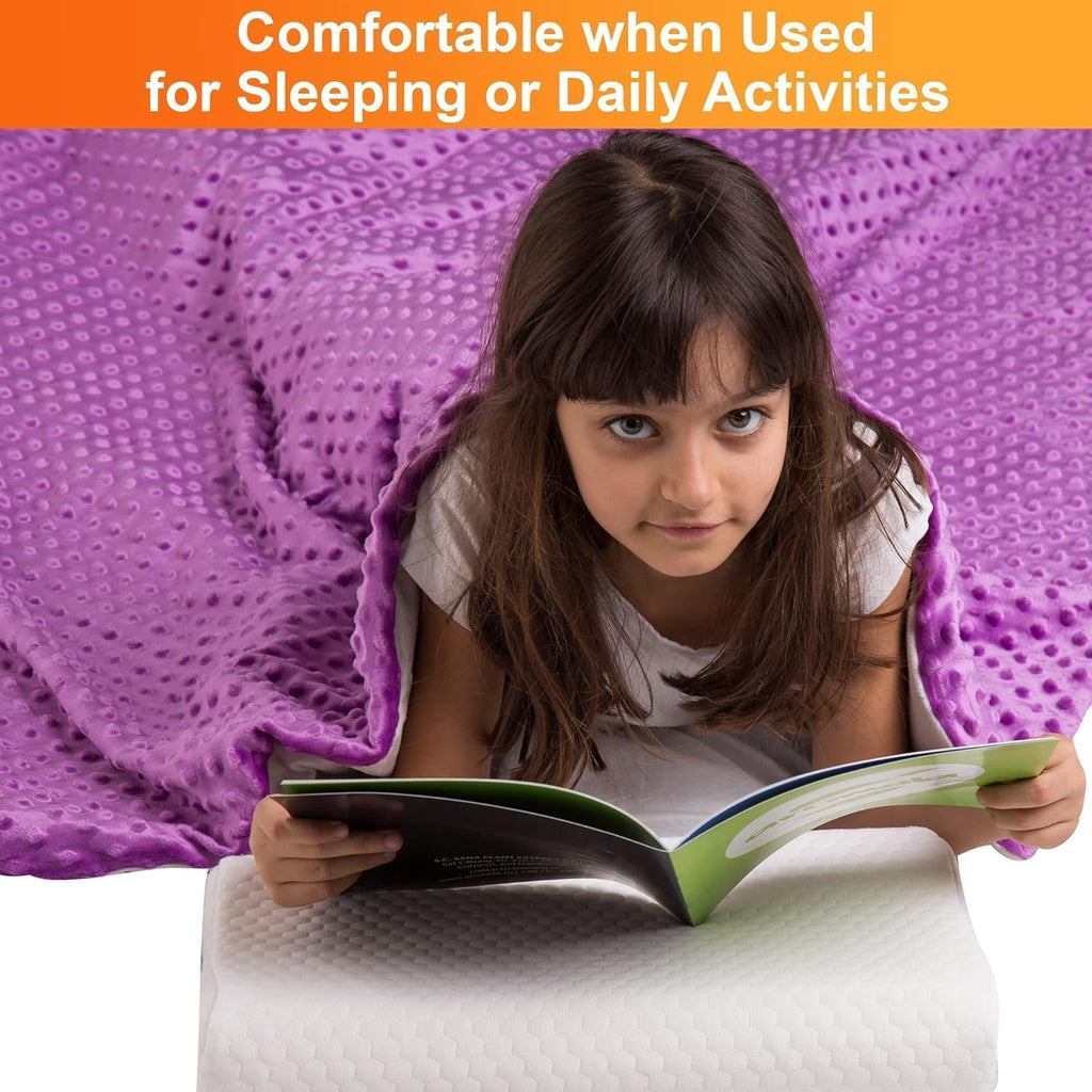 Super-Soft Kids Weighted Blanket 7 Pounds - Easy to Clean, Washable Minky Cover - 41X60 Inches Child Heavy Blanket for Girls and Boys Small