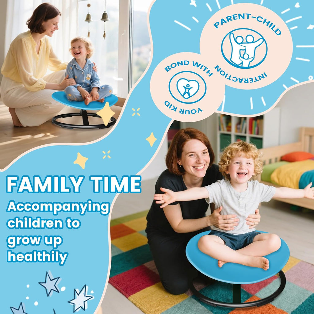Sensory Spinning Chair for Kids with Autism & ADHD - Azure Rounded Design