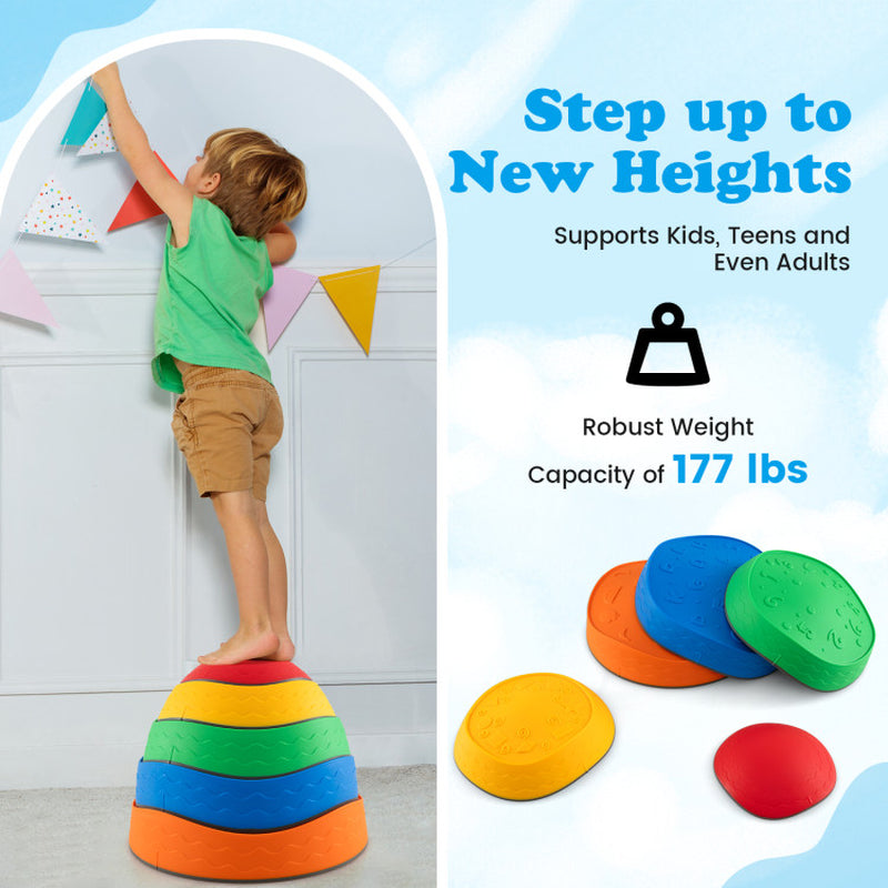 5 Pieces Kids Stepping Stones Stackable round Indoor Outdoor