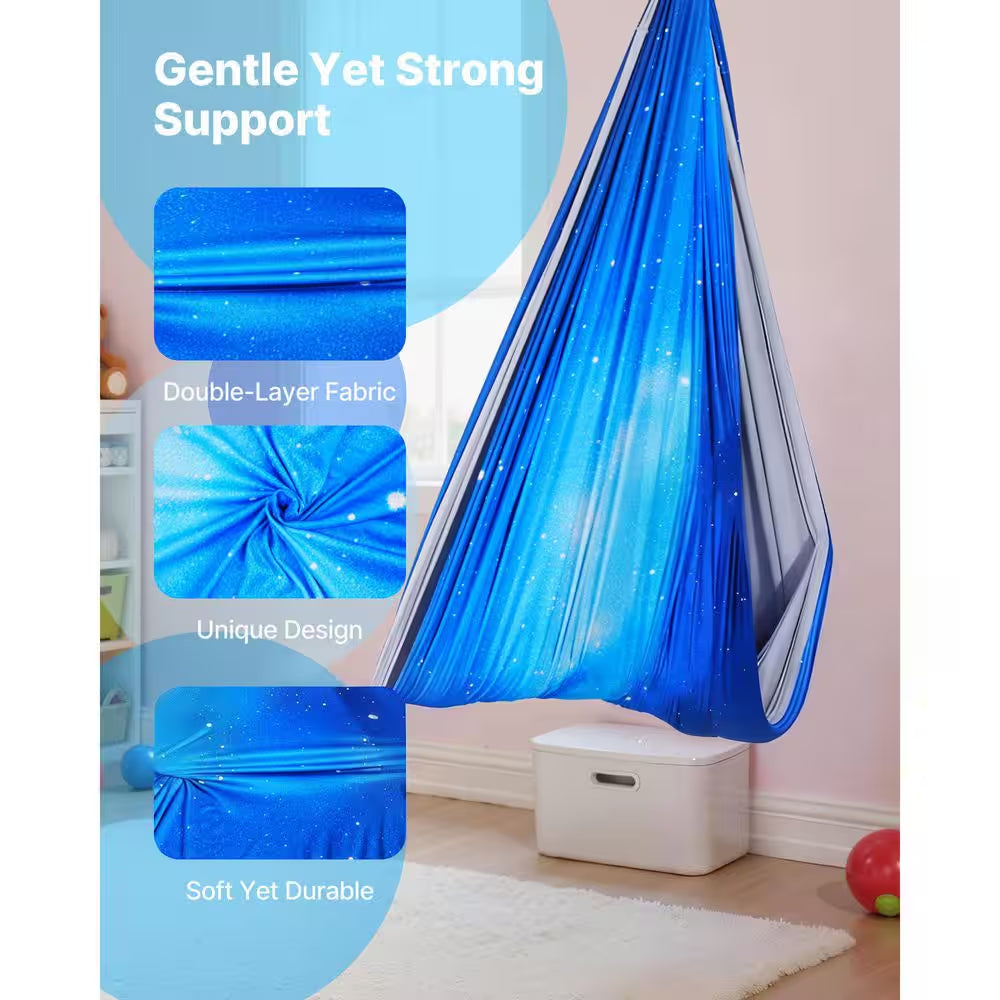 Sensory Swing Double-Layer Fabric Sensorys Hammock, Indoor and Outdoor Sensory Swing with 360° Swivel Hanger, O-Sling