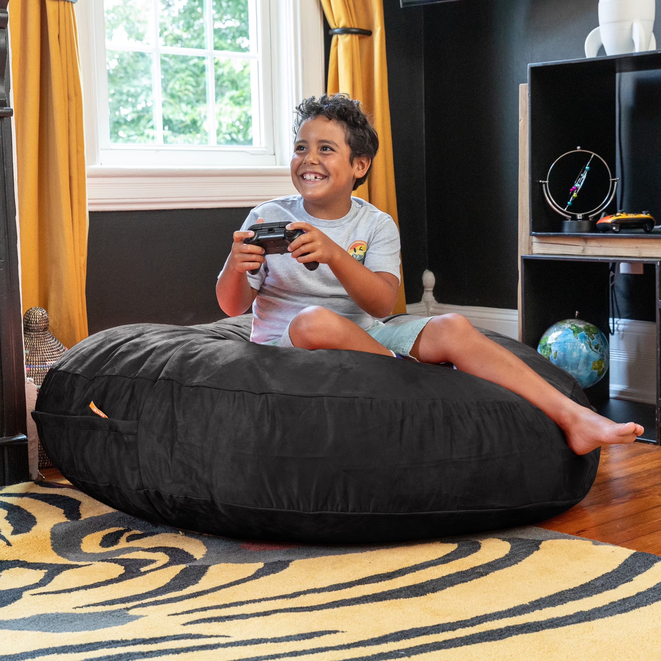 Cocoon 4 Foot Bean Bag Chair and Crash Pad, Black