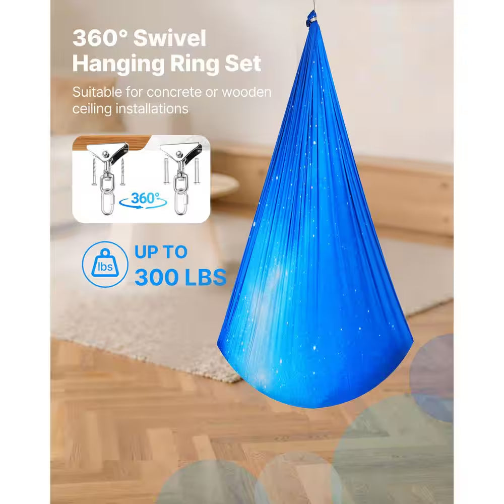 Sensory Swing Double-Layer Fabric Sensorys Hammock, Indoor and Outdoor Sensory Swing with 360° Swivel Hanger, O-Sling
