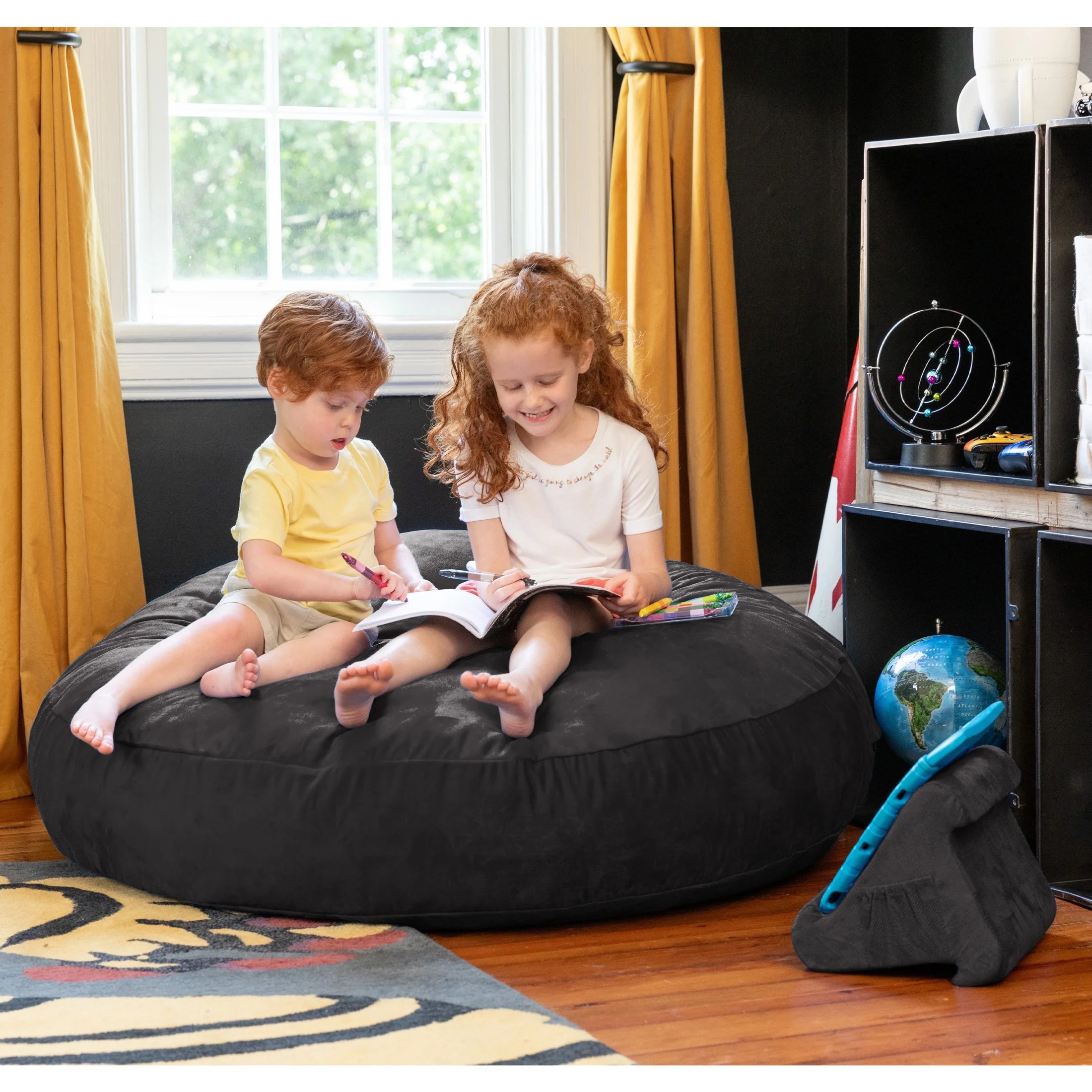 Cocoon 4 Foot Bean Bag Chair and Crash Pad, Black